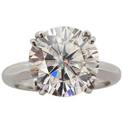 FLAWLESS GIA 4 Carat Round Brilliant Cut Diamond Ring Triplo Taglio Eccellente