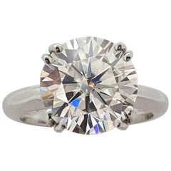 FLAWLESS GIA 4 Carat Round Brilliant Cut Diamond Ring Triple Excellent Cut  