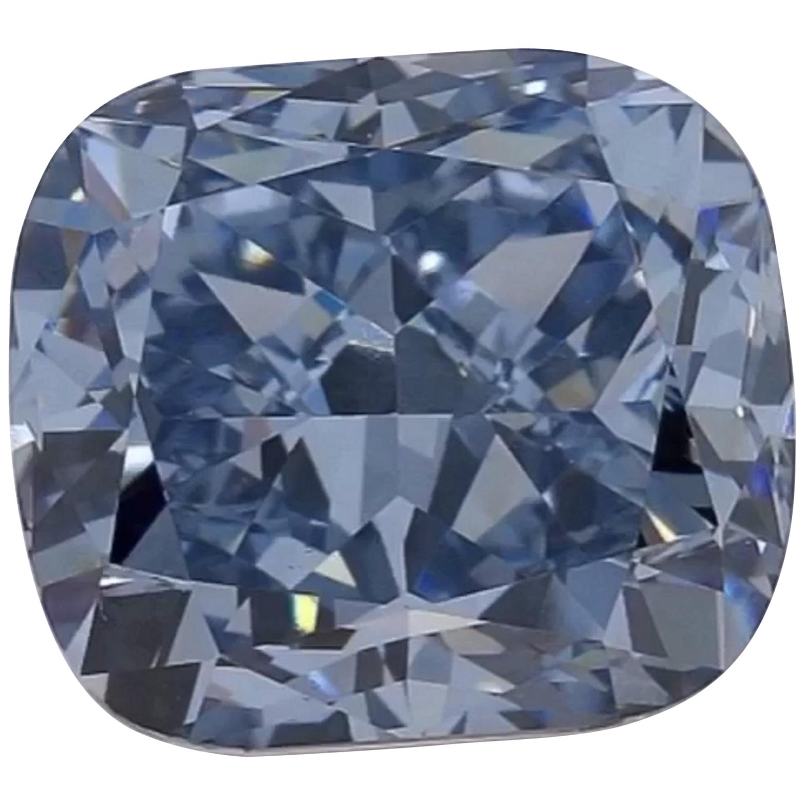 GIA 1.14 Carat Fancy Deep Blue Cushion Diamond