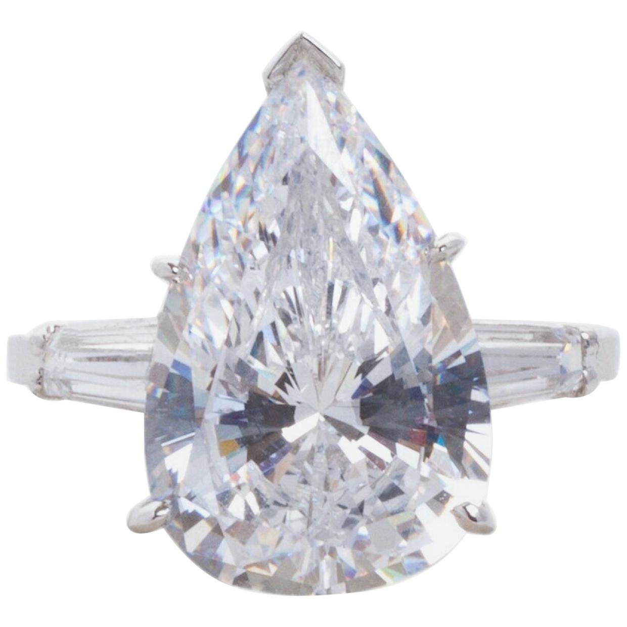 Flawless GIA 4.65 Carat Pear Cut Solitaire Engagement  Diamond Ring