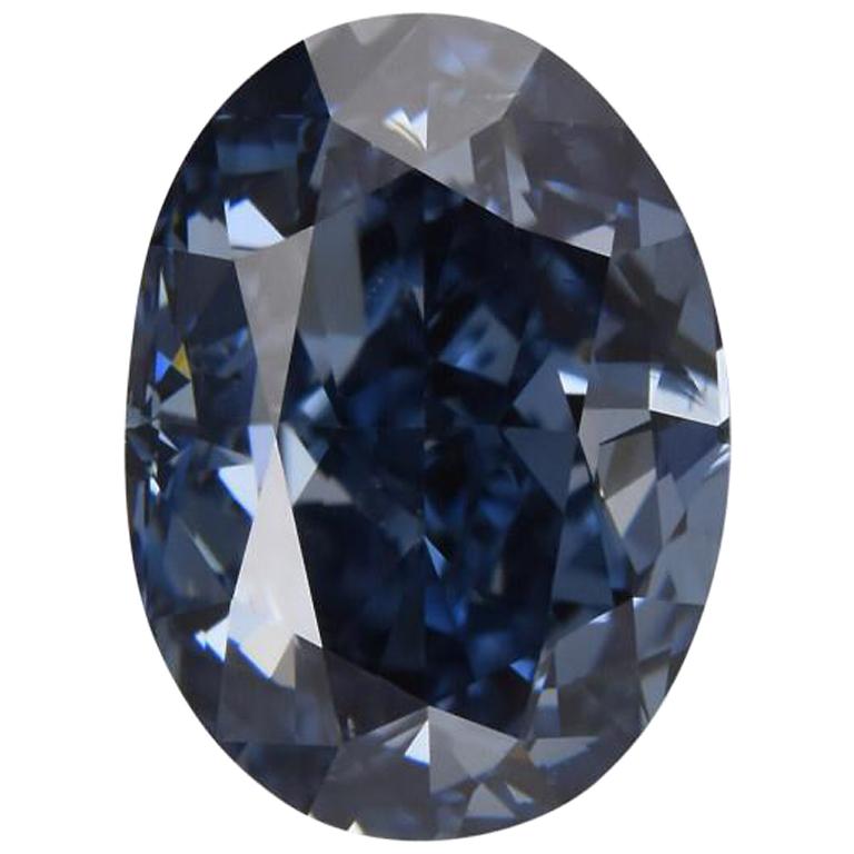 GIA Fancy Vivid Blue Oval Diamond 1.02 Carat