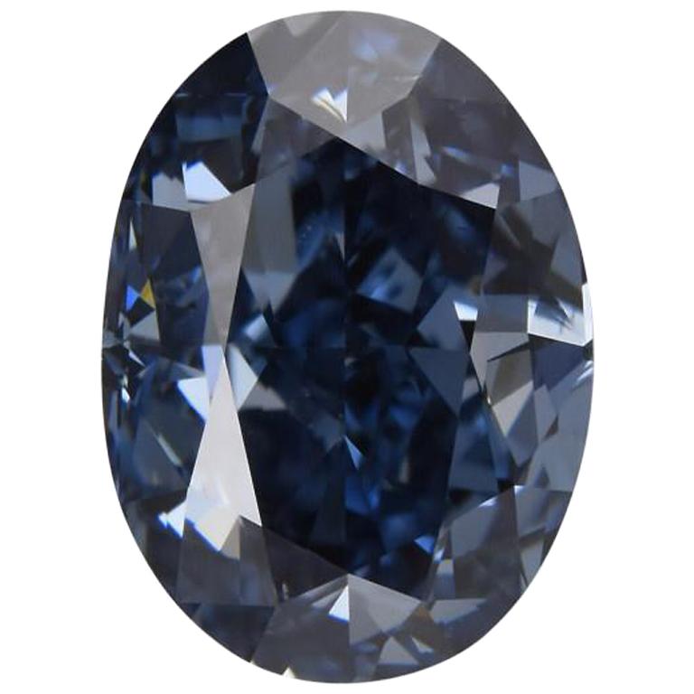 GIA Fancy Vivid Blue Oval Diamond 1.02 Carat For Sale at 1stDibs