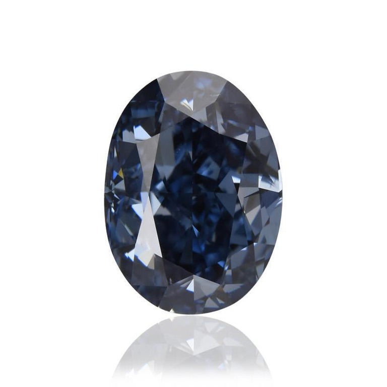 GIA Fancy Vivid Blue Oval Diamond 1.02 Carat For Sale at 1stDibs