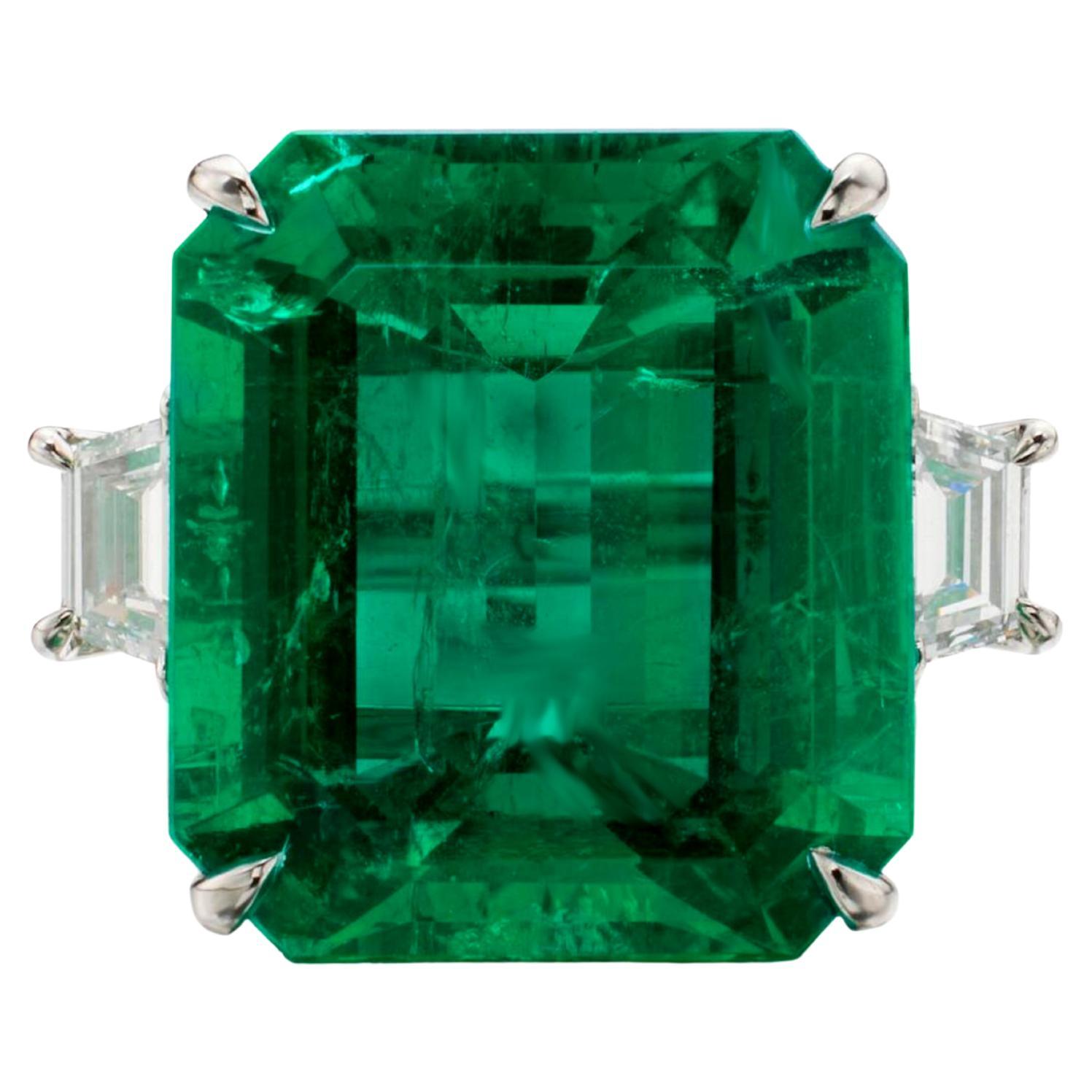 Investment Insignificant Oil GRS Certified 36 Carat Carat Colombian Emerald Ring