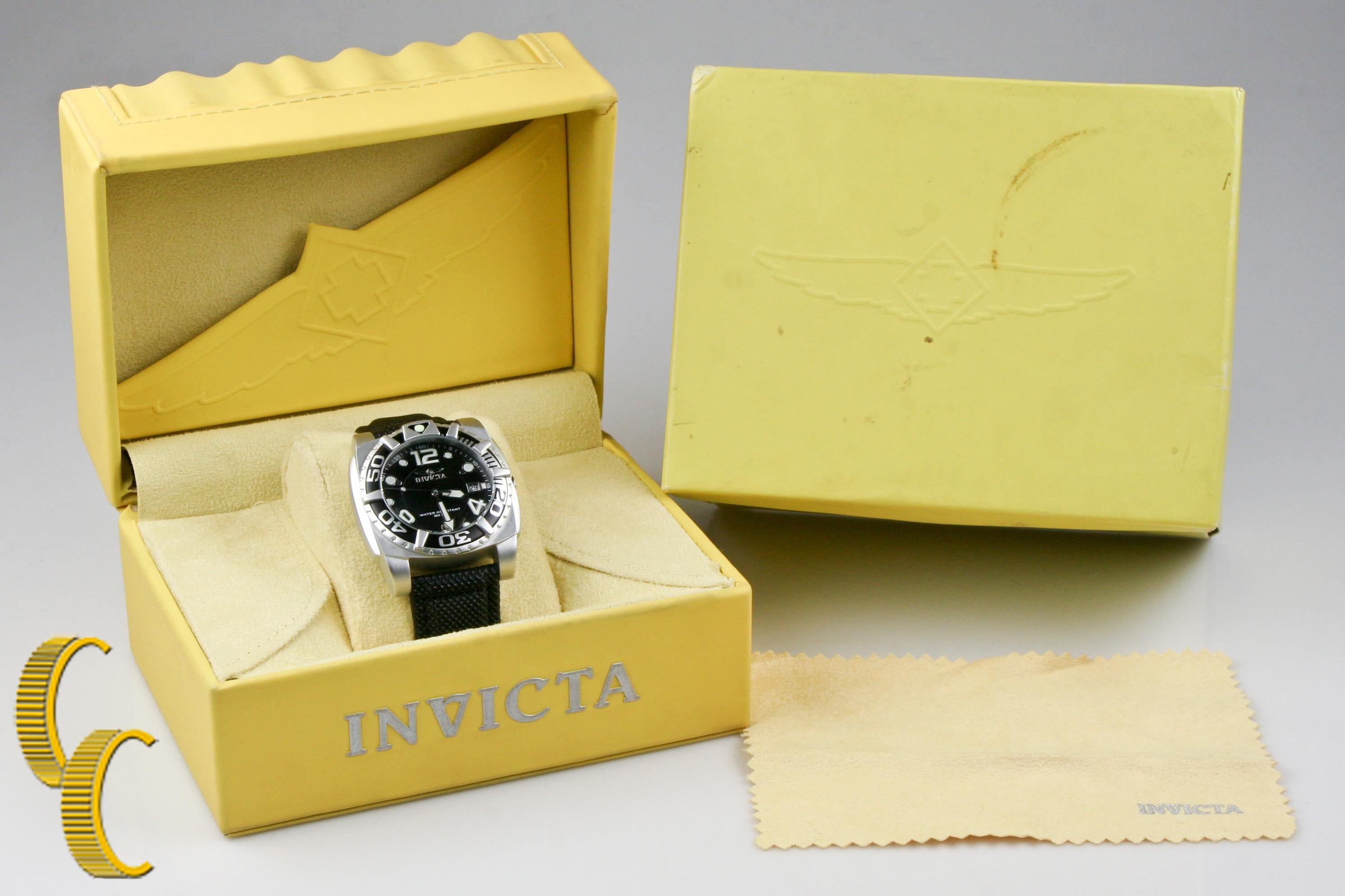 Aluminum diver watch with unidirectional aluminum turning bezel.
Black textured dial with luminous watch hands & markers.
Sapphire mineral crystal.
Movement: Ronda 515 Quartz.
Water Resistance Depth: 100 Meters.
Waterproof mesh bracelet.
Stainless