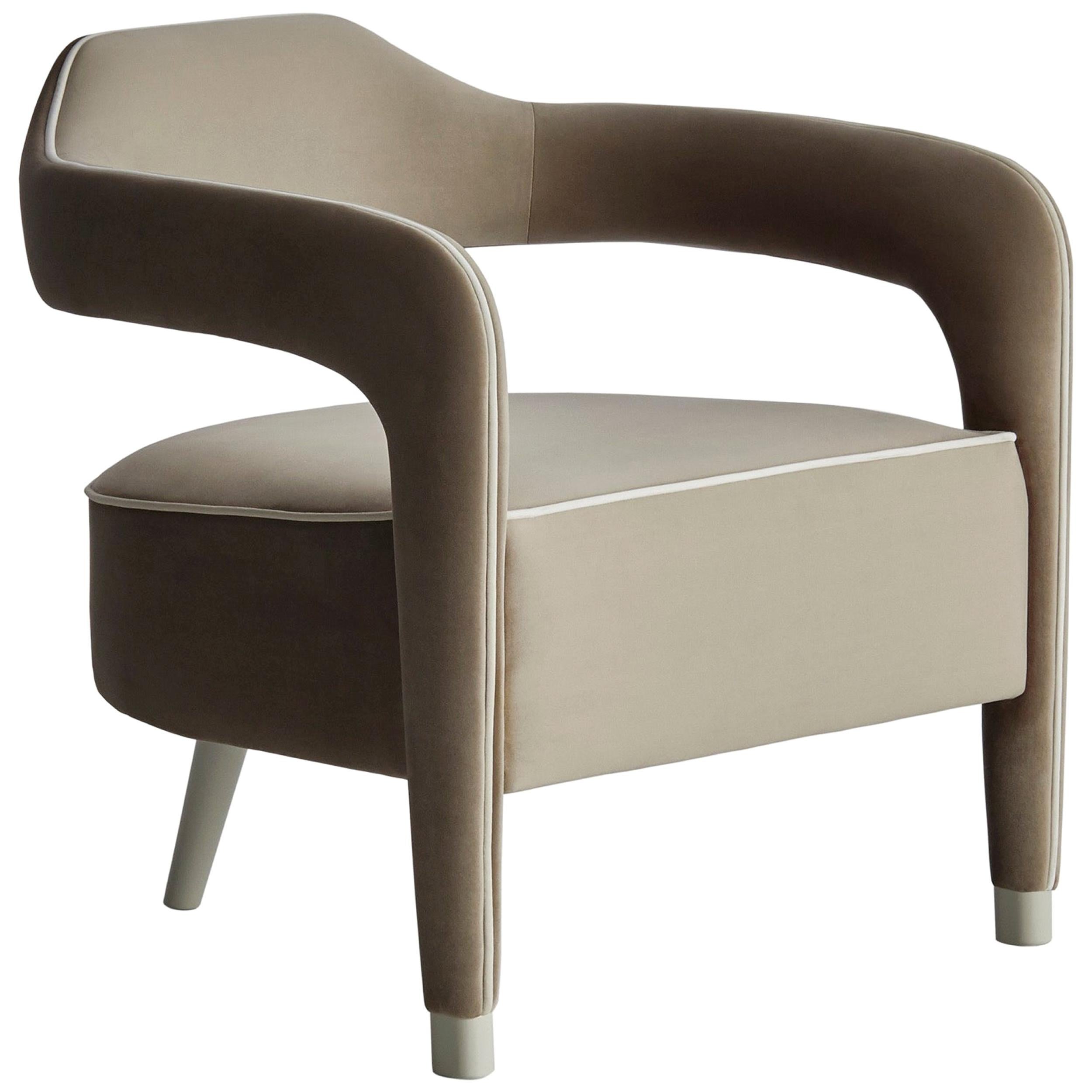 Modern Invicta Armchair with solid wood rear leg For Sale