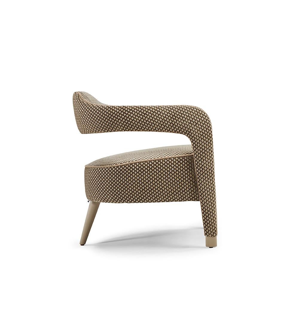 patterned fabric armchair