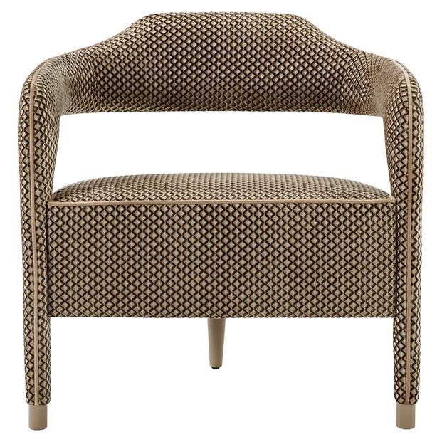 Fauteuil INVICTA avec pied arrière en Wood Wood massif et tissu à motifs