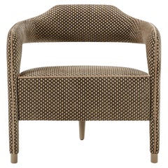 Fauteuil INVICTA avec pied arrière en Wood Wood massif et tissu à motifs