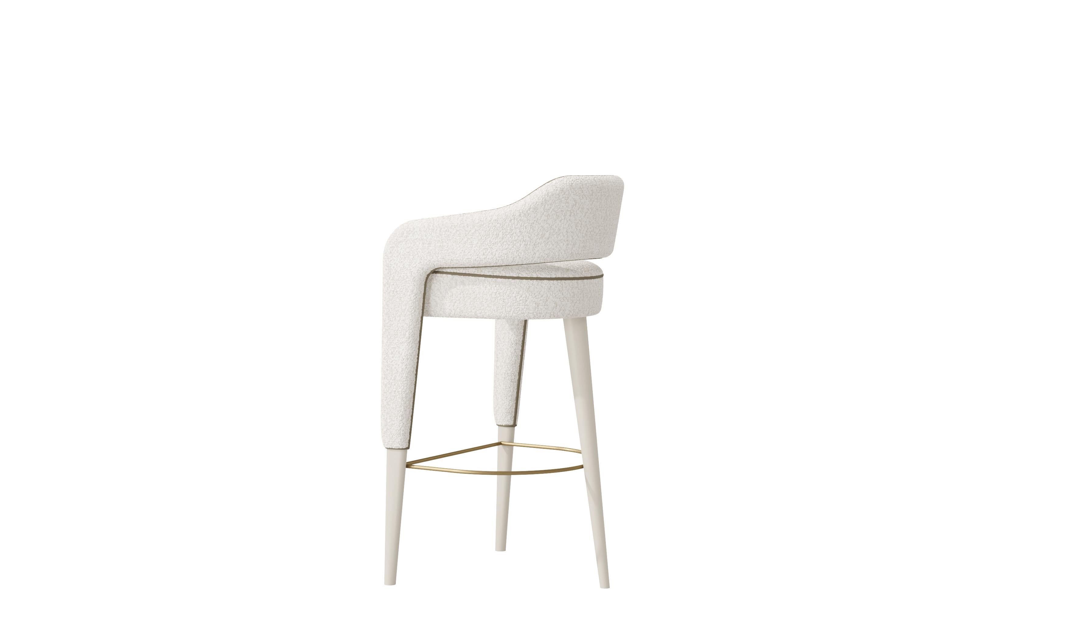 Brass INVICTA Modern Bar Stool with Sculptural Black Wood Legs For Sale