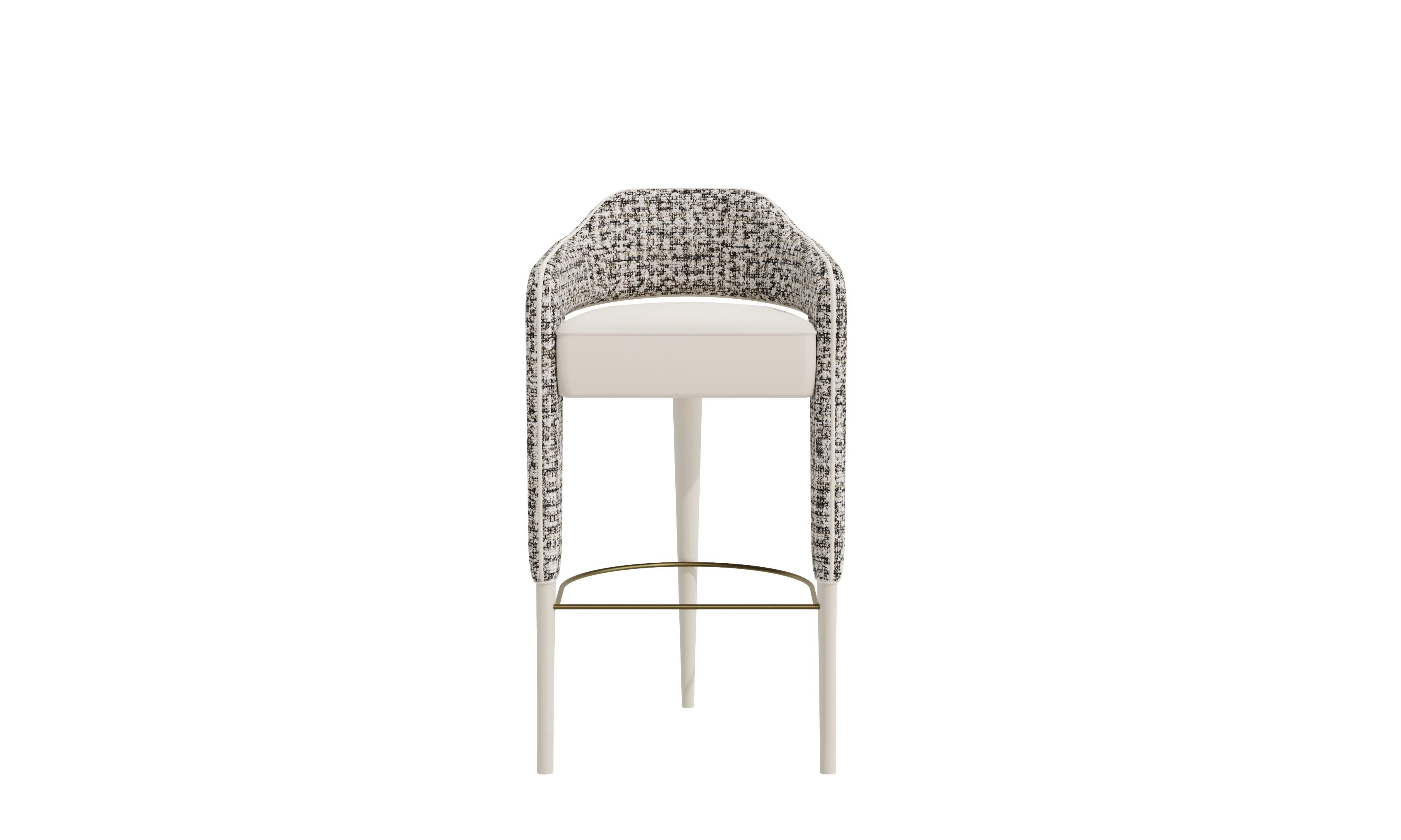 INVICTA Modern Bar Stool with Sculptural Black Wood Legs For Sale 1