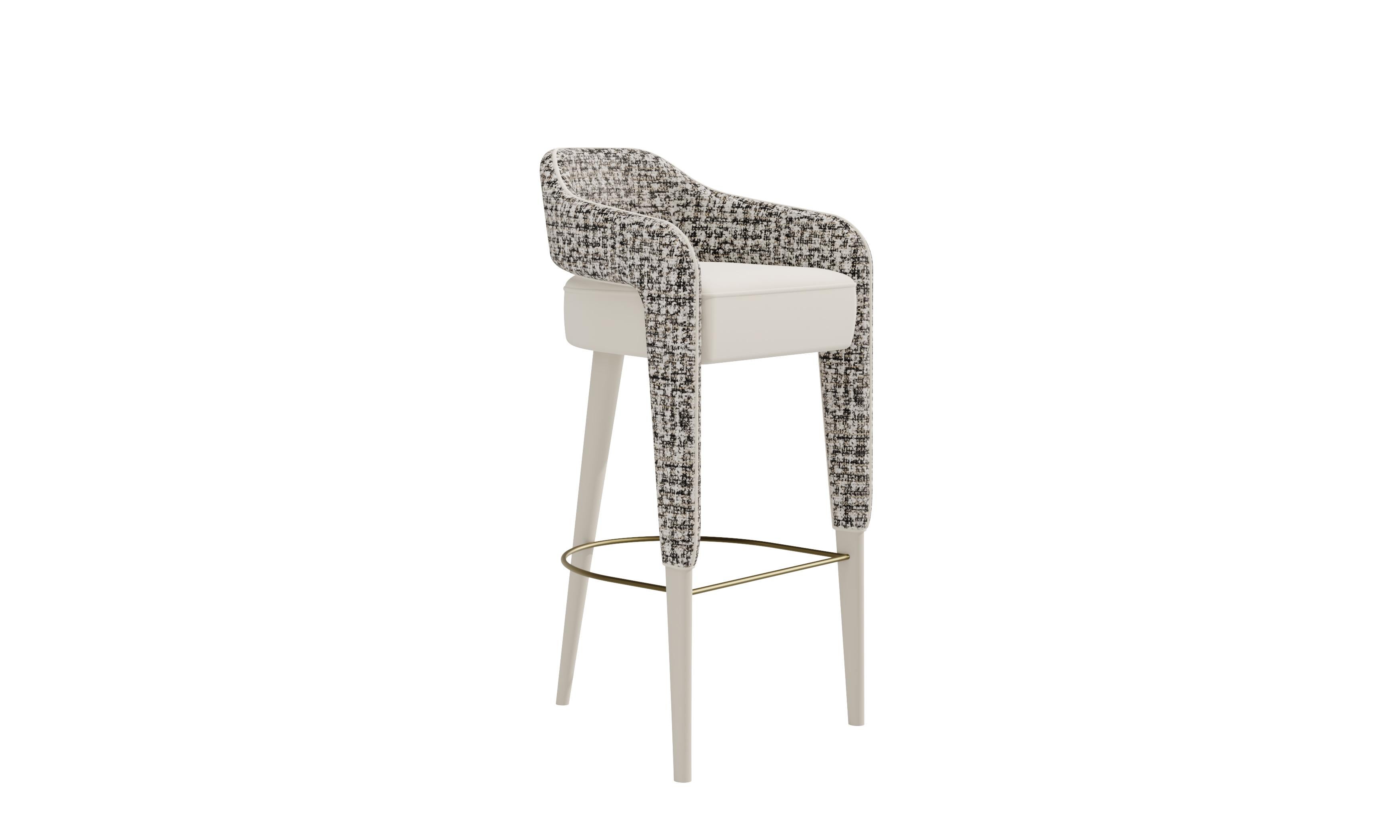 INVICTA Modern Bar Stool with Sculptural Black Wood Legs For Sale 2