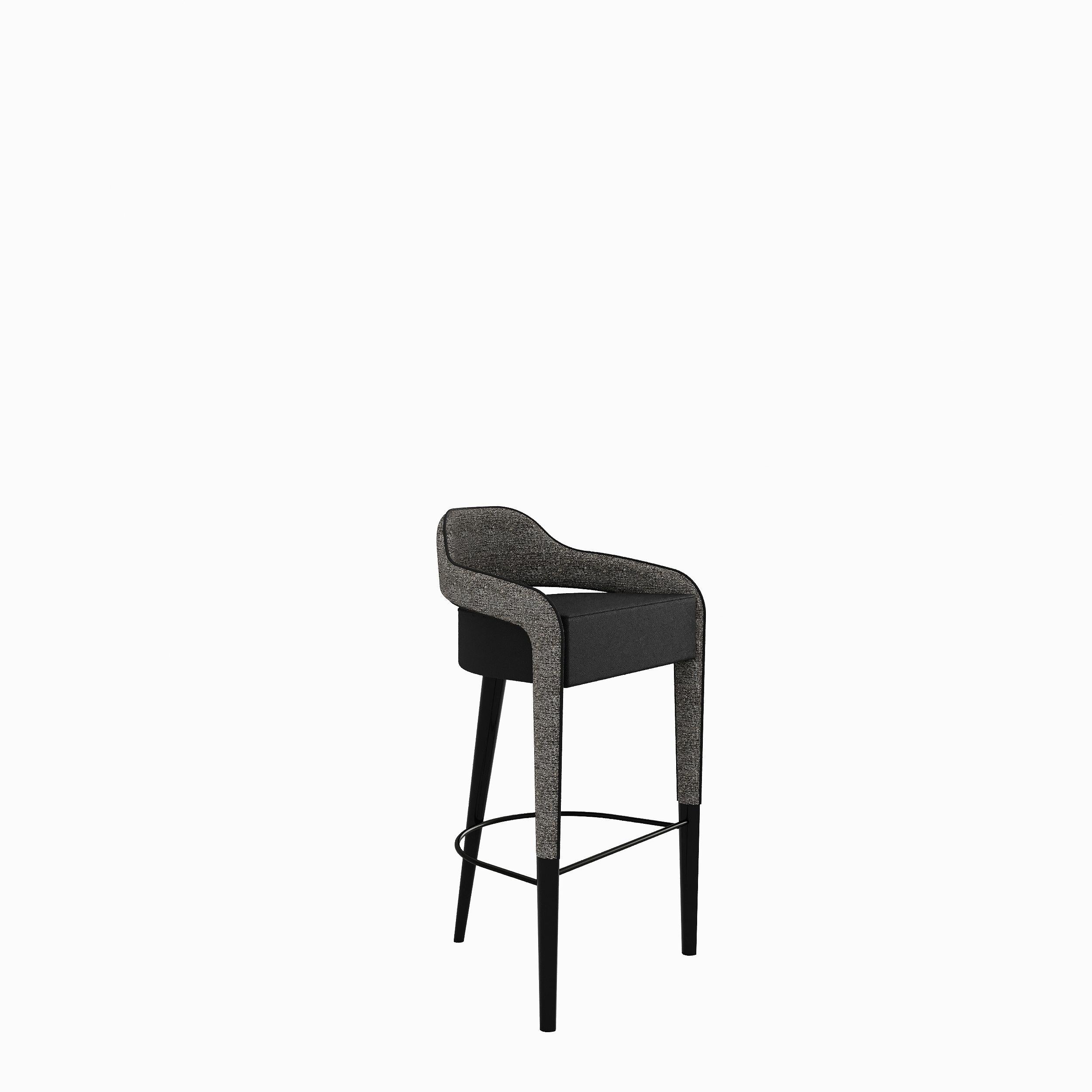 Modern INVICTA Bar Stool with solid wood rear leg For Sale
