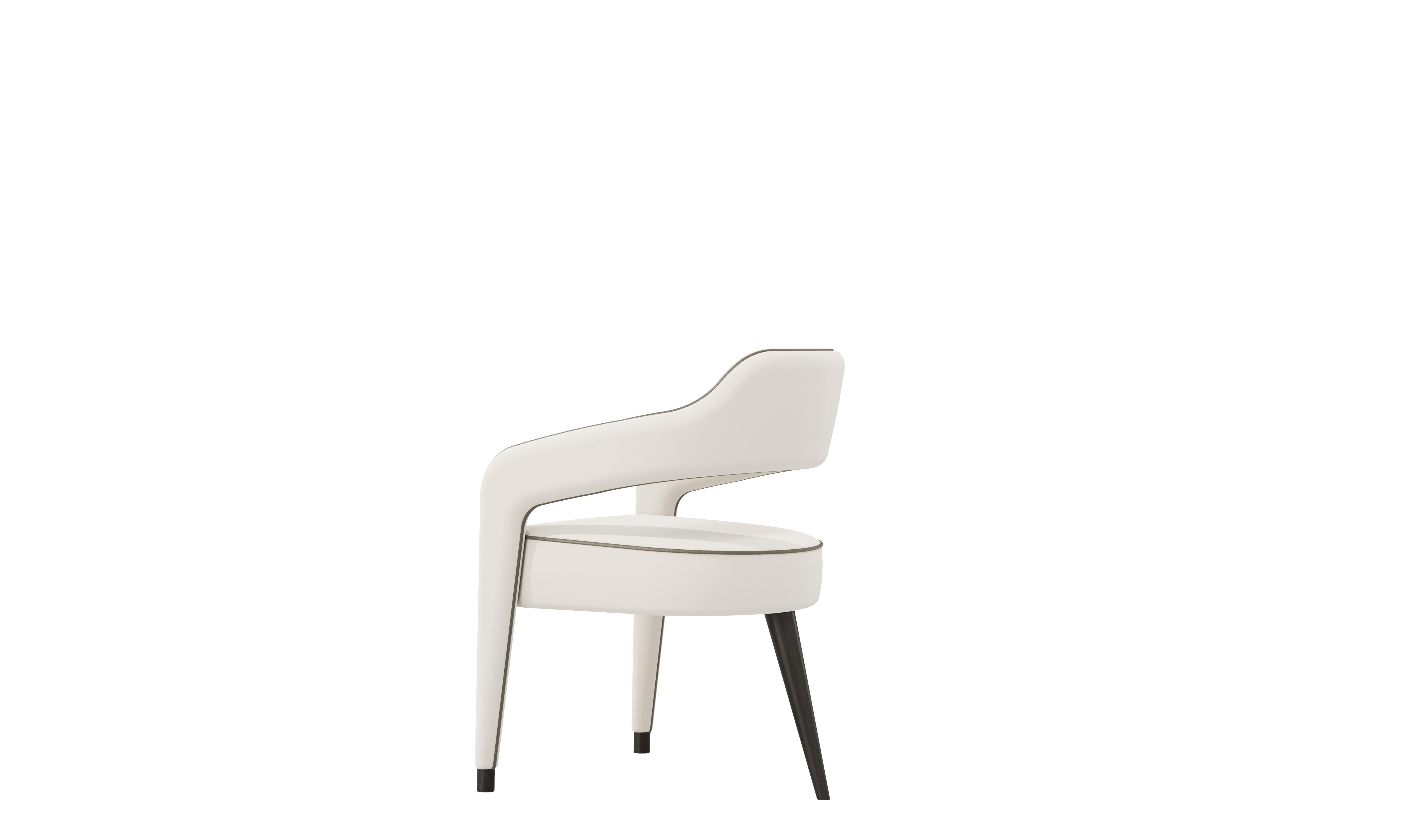 Modern INVICTA Dining Chair in Velvet, Contemporary Design with Tailored Piping For Sale