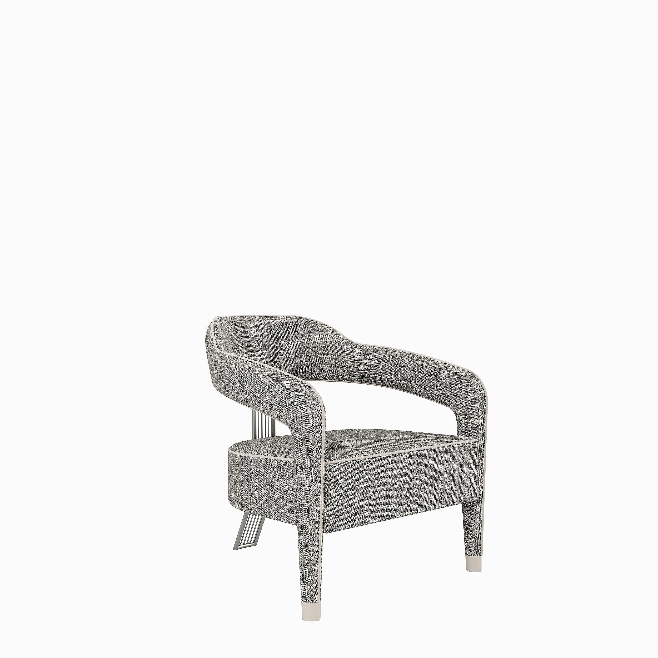 INVICTA II Armchair with Antique Brass Rear Leg For Sale 4