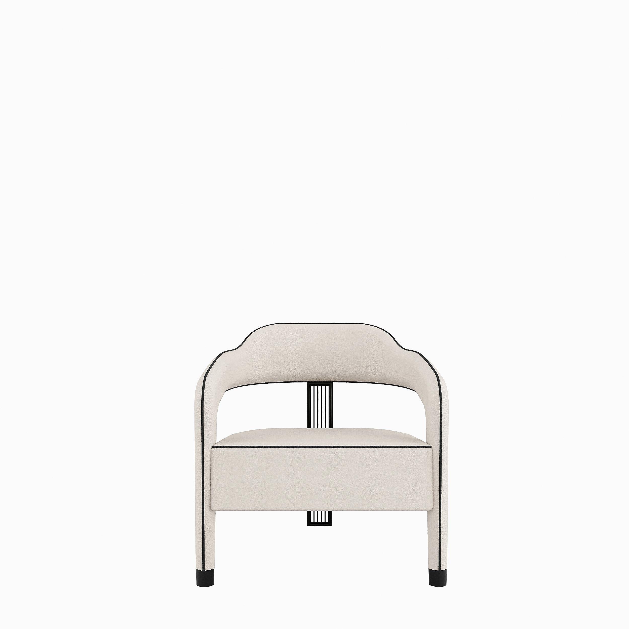 Contemporary INVICTA II Armchair with Antique Brass Rear Leg For Sale