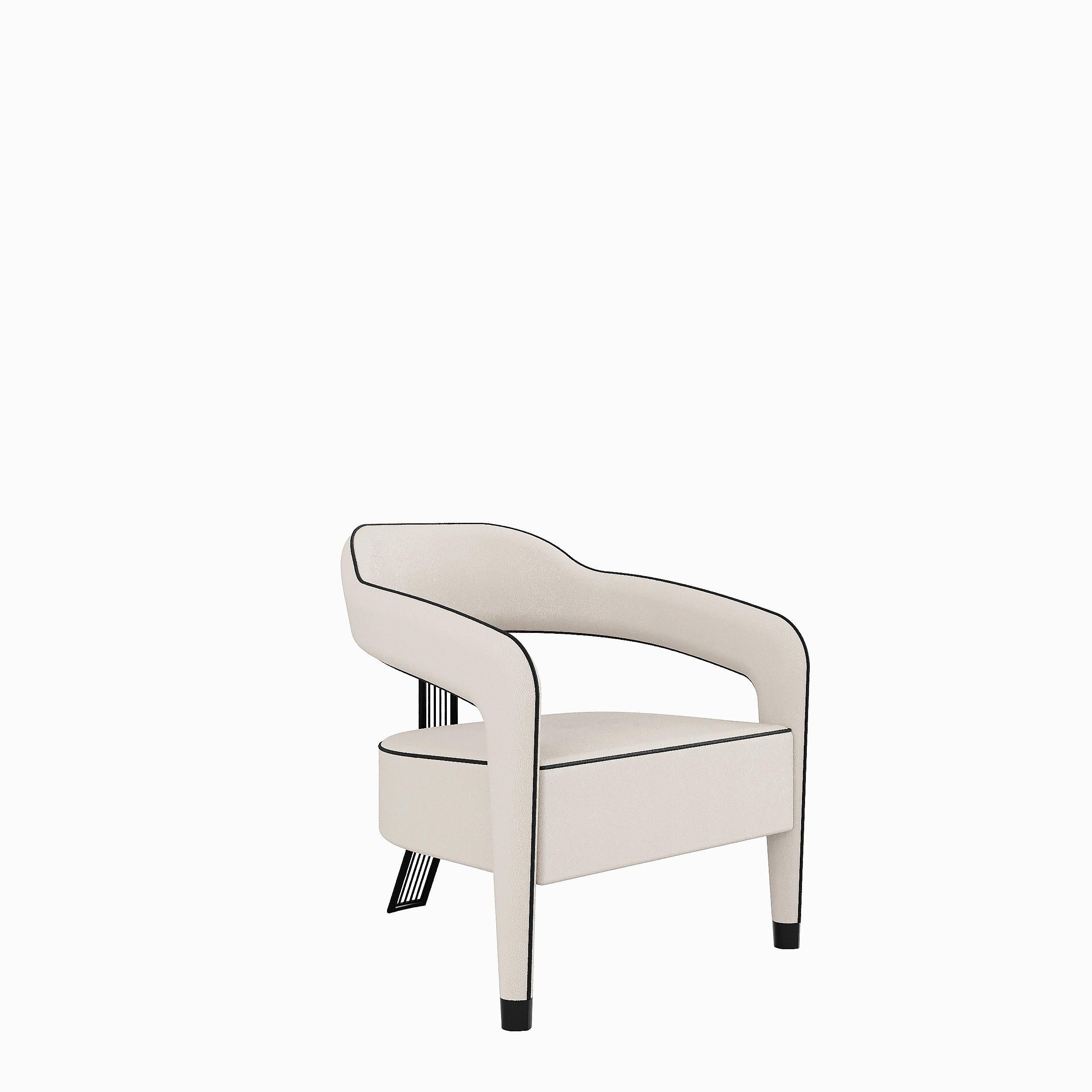 INVICTA II Armchair with Antique Brass Rear Leg For Sale 1