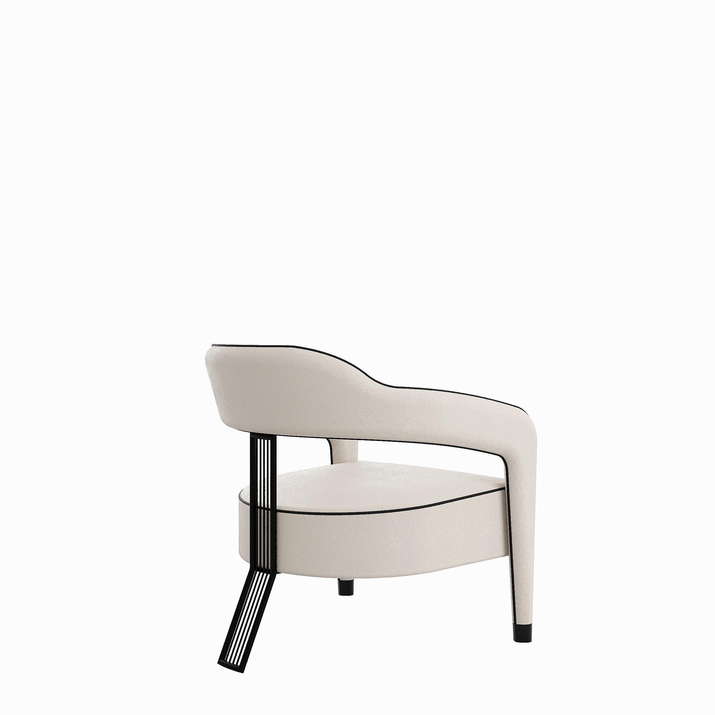 INVICTA II Armchair with Antique Brass Rear Leg For Sale 2