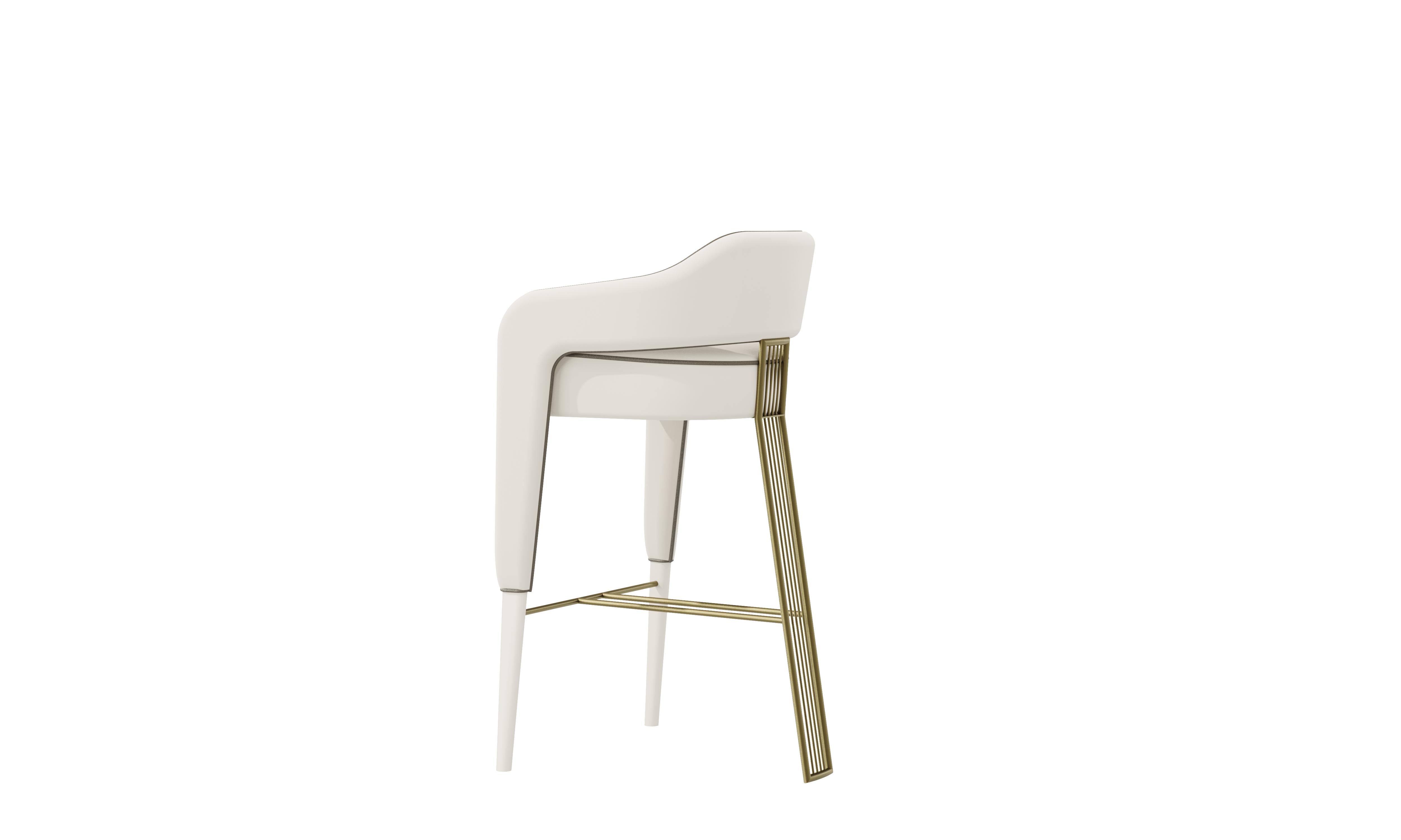 Moderne Tabouret de bar INVICTA II avec pieds arrière en laiton en vente