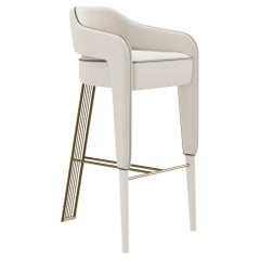 INVICTA II Bar Stool – Contemporary Design with Polished Brass Rear Leg