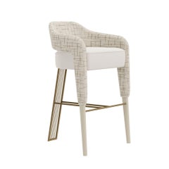 INVICTA II Barhocker mit hinterem Bein aus Goldstahl