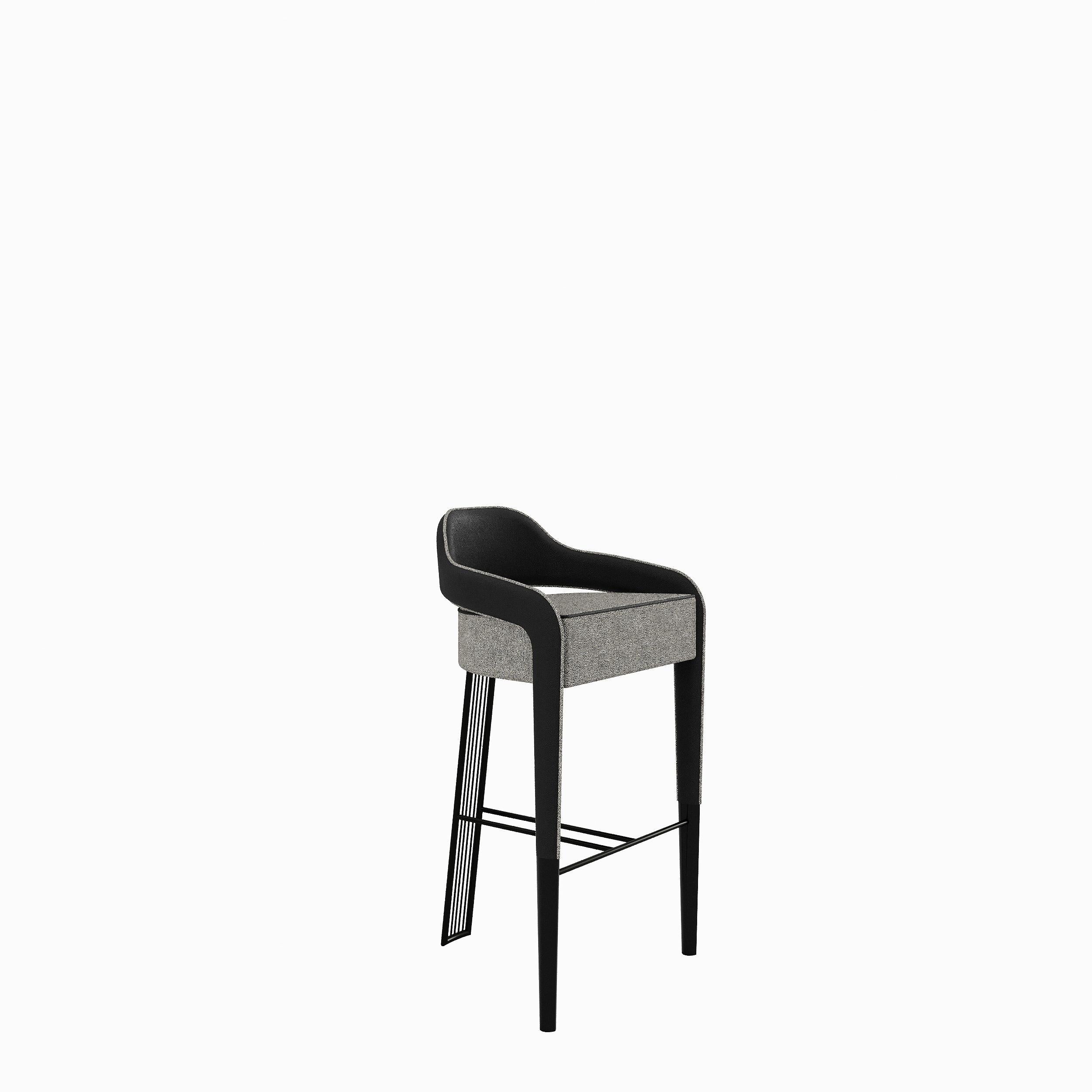 Contemporary INVICTA II Bar Stool with Stainless Steel rear leg For Sale