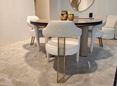 Invicta II Dining Chair with Upholstered Fabric and Antique Brass Leg
