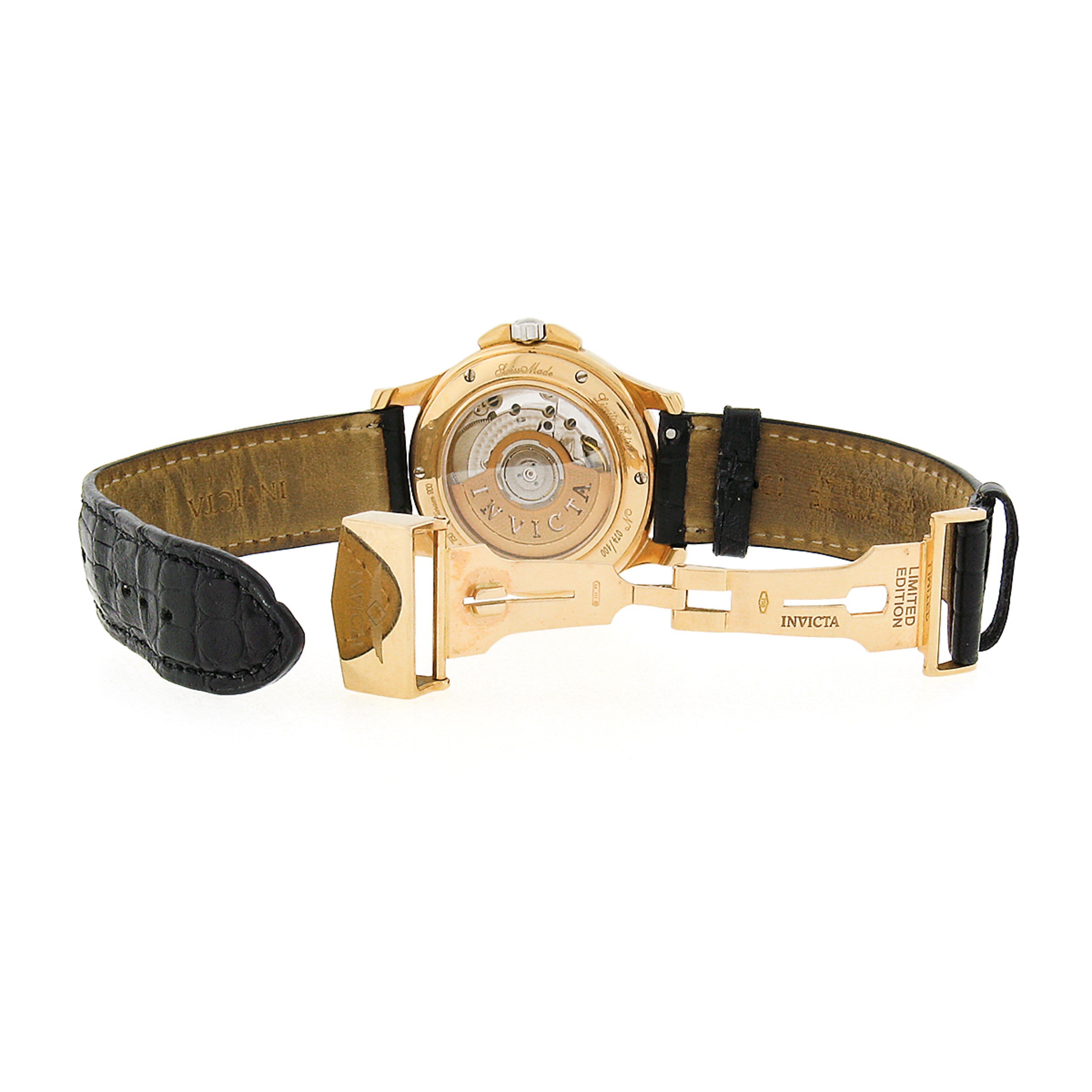 Invicta Limited Edition Platinum 18k Gold Automatic Swiss Wrist Watch 4