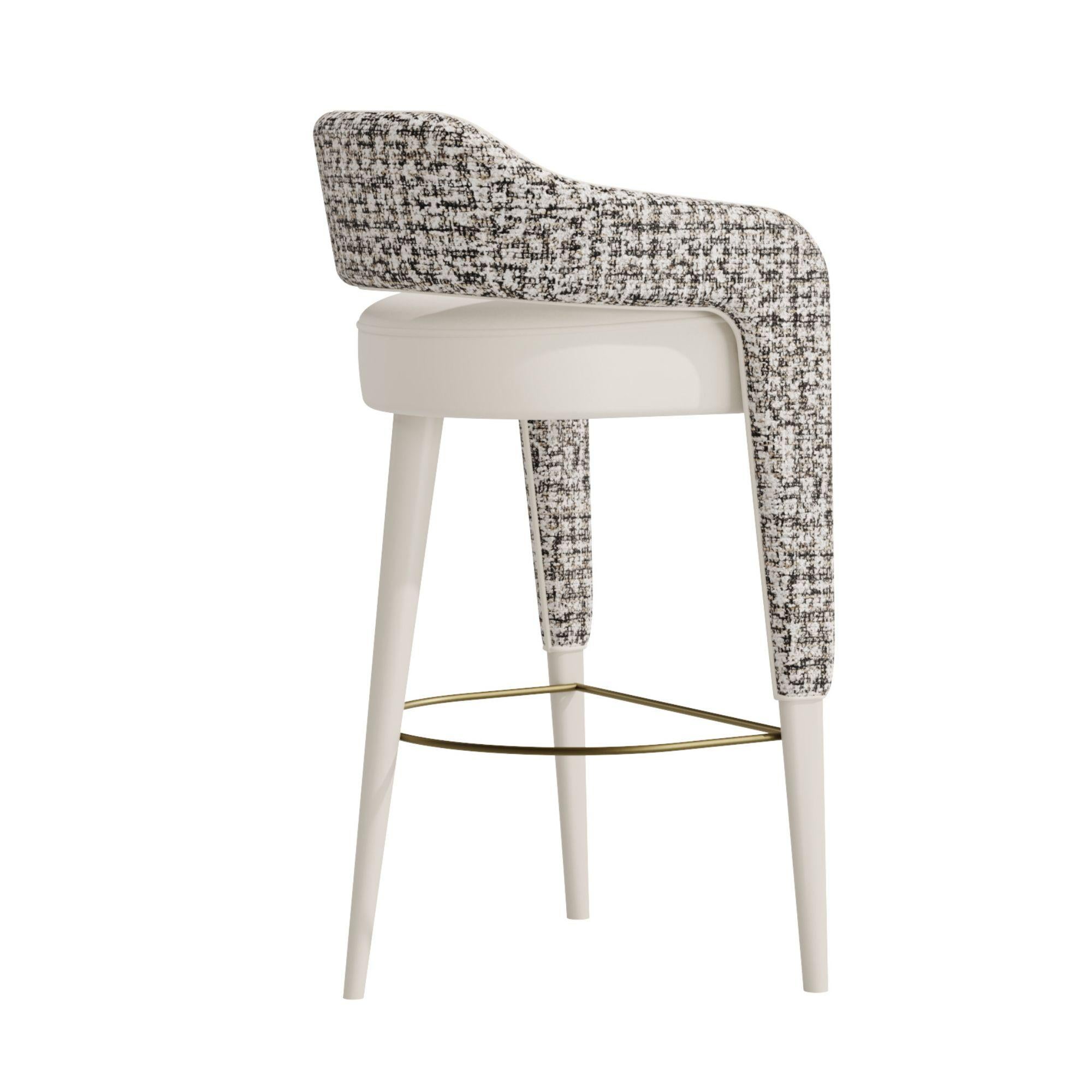 INVICTA Modern Bar Stool with Solid Wood Rear Leg and Upholstered Seat In New Condition For Sale In Frazão, Porto