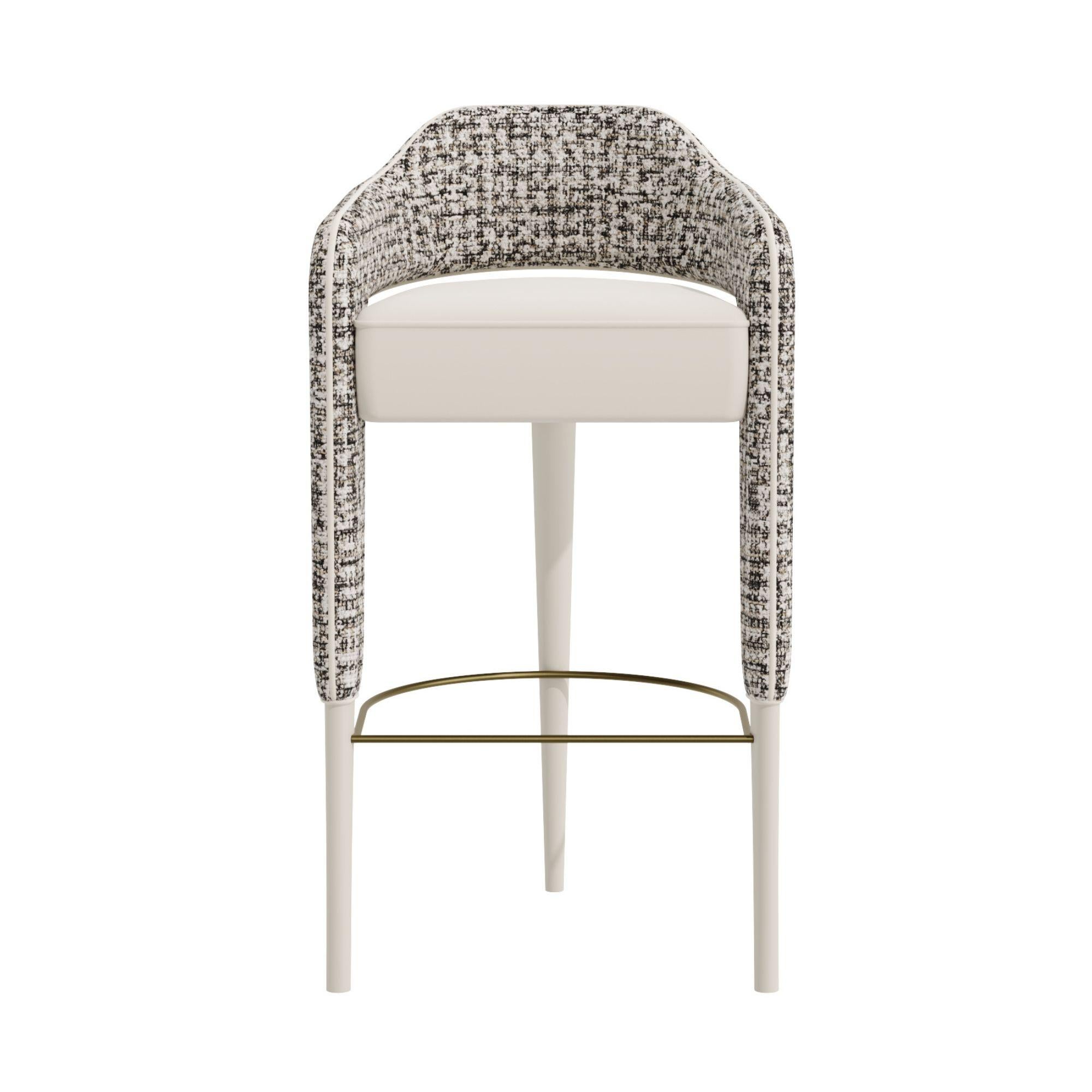 Contemporary INVICTA Modern Bar Stool with Solid Wood Rear Leg and Upholstered Seat For Sale