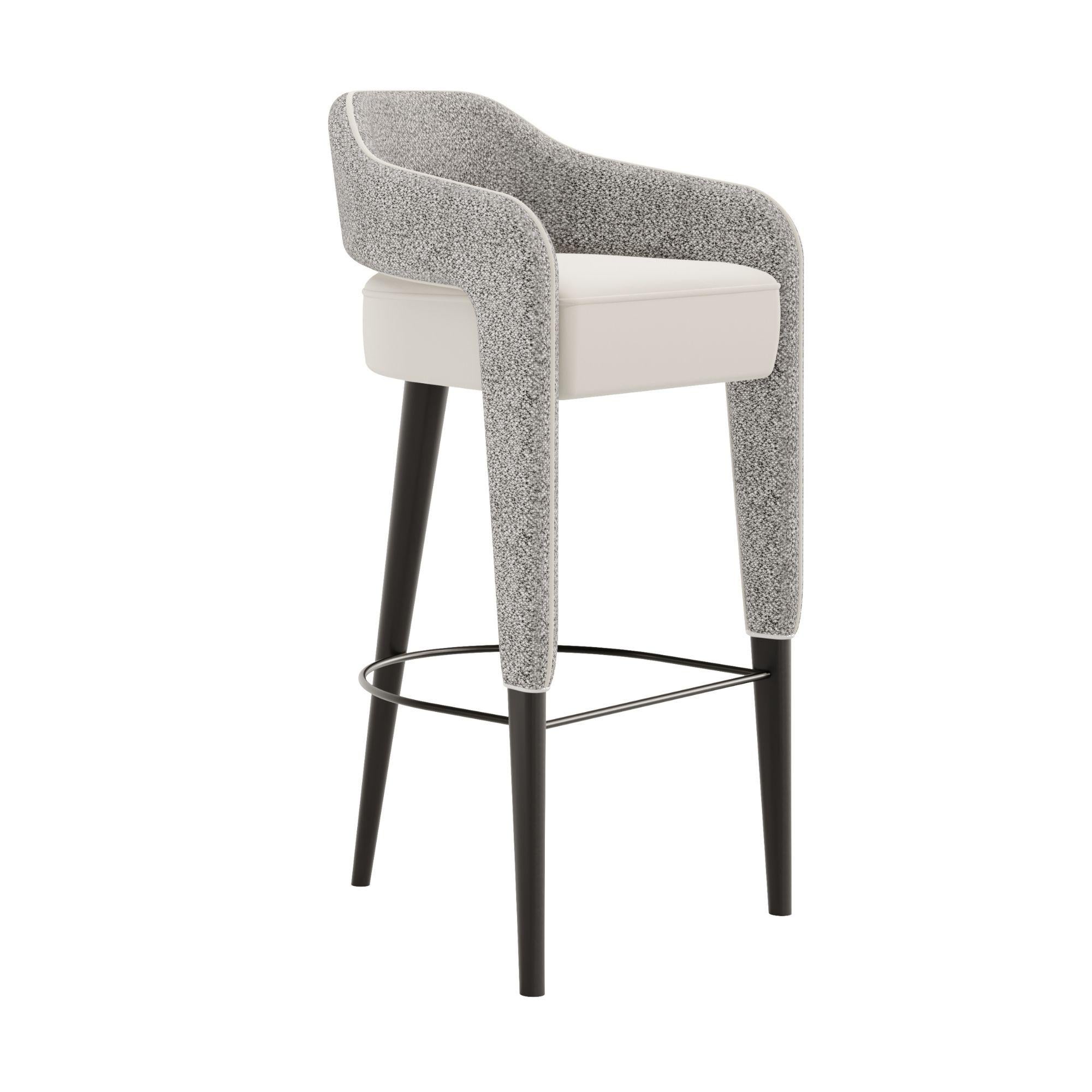 INVICTA Modern Bar Stool with Solid Wood Rear Leg and Upholstered Seat For Sale 1
