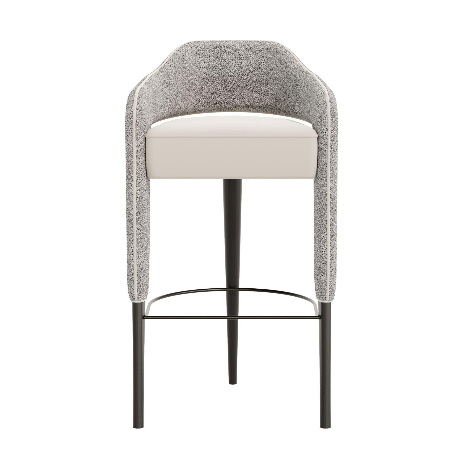 INVICTA Modern Bar Stool with Solid Wood Rear Leg and Upholstered Seat For Sale 2