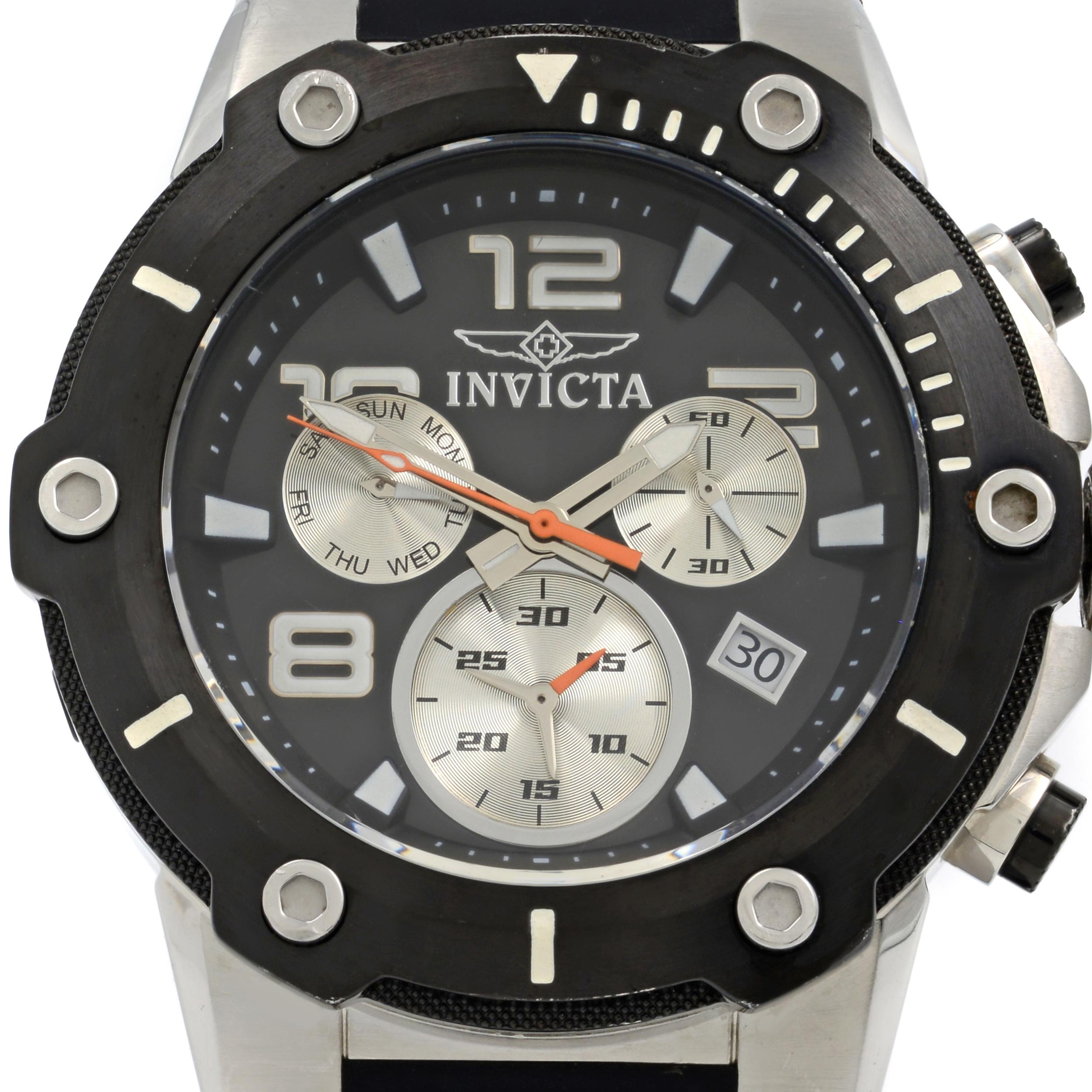 Pre-owned Good Condition. Minor dings on edges of the bezel. visible on pictures. Comes without the manufacturer's box and papers. 
Details:
Model Number 22235
Brand Invicta
Department Men
Style Sport
Model Invicta Speedway
Band Color Black
Dial