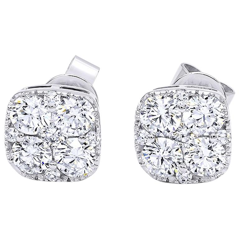Invisible 2.0 Carat White Gold Diamond Earrings / Studs  For Sale