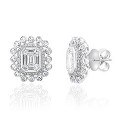 Invisible and Illusion Set Emerald Cut Diamond Earring