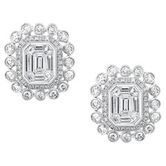 Invisible and Illusion Set Emerald Cut Diamond Earring