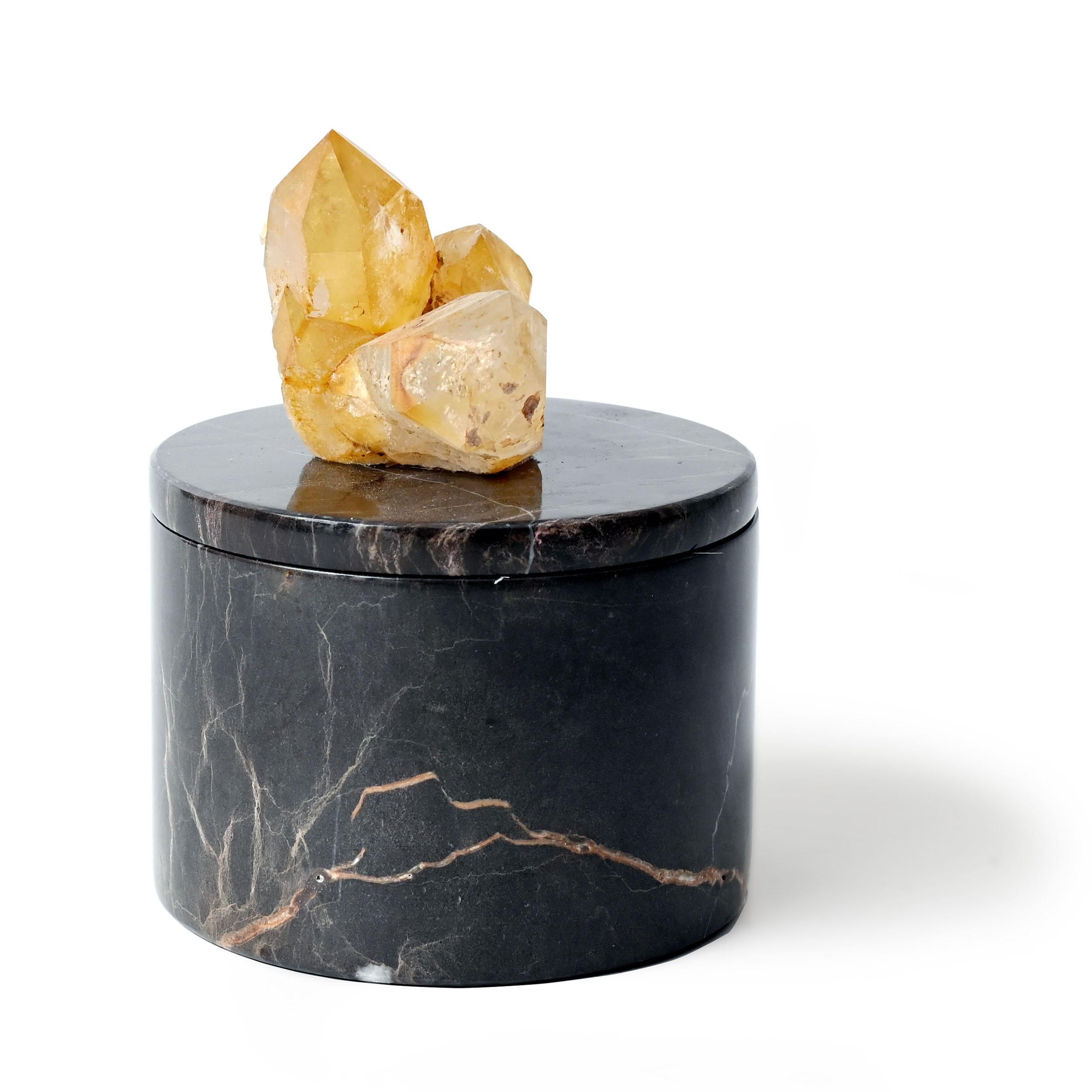 Invisible Cities box II by Studio Lel
Dimensions: D 10 x H 7 cm
Materials: Crystal quartz, marble

These are handmade from semiprecious stone and marble in a small artisanal workshop. Please note that variations and slight imperfections are part of