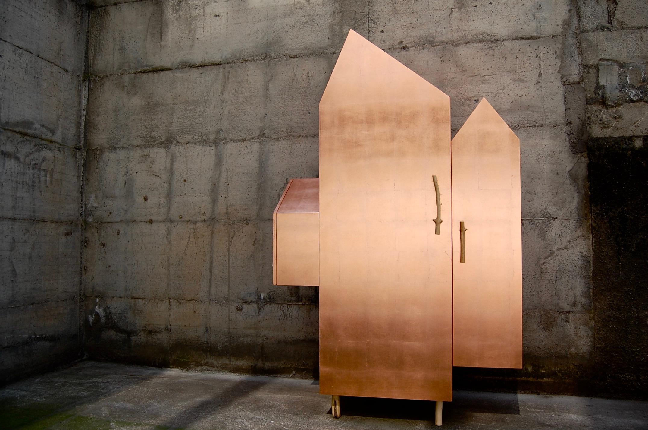 Enameled Invisible Cities Copper Cabinet For Sale