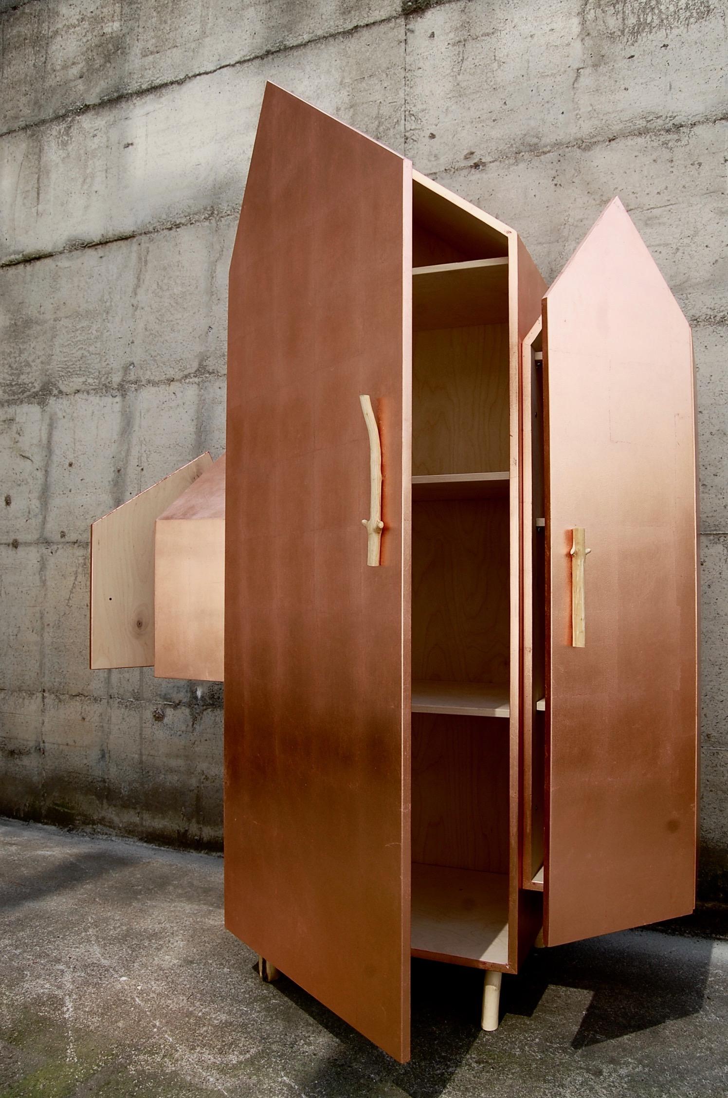 Contemporary Invisible Cities Copper Cabinet For Sale