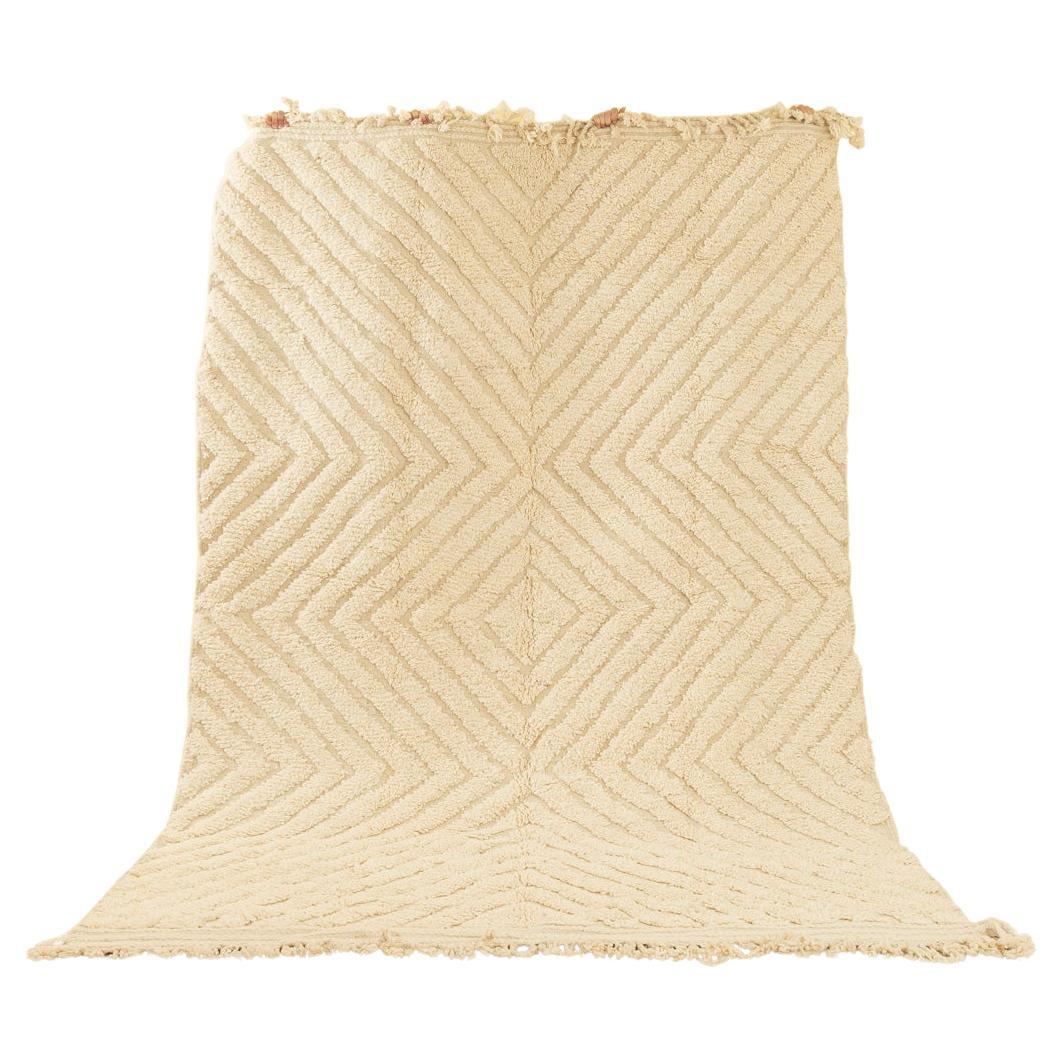 Contemporary Beni Ourain Moroccan Berber Rug creamy white modern pattern