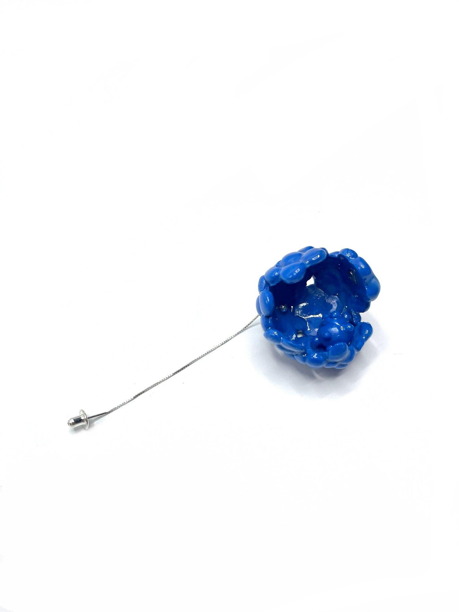 Arts and Crafts Invisible in Blue Thread Earring For Sale