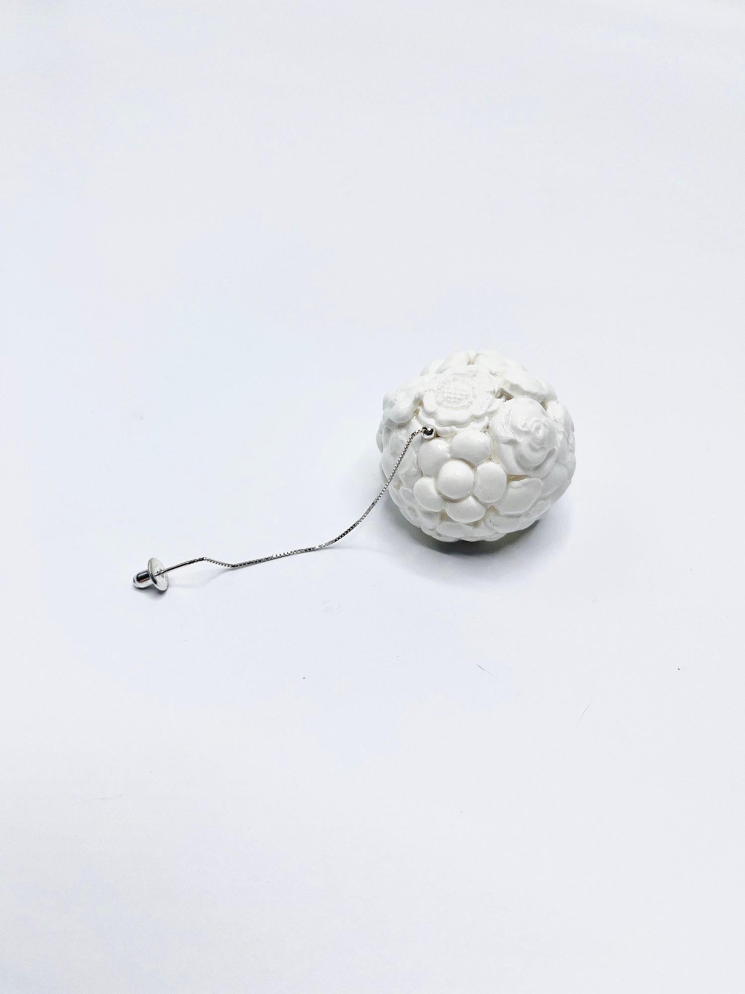 Arts and Crafts Invisible In White Thread Earring For Sale