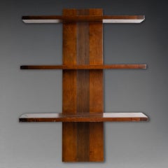 "Invisible" estantería modernista de madera de 3 pisos - Francia, Circa 1950