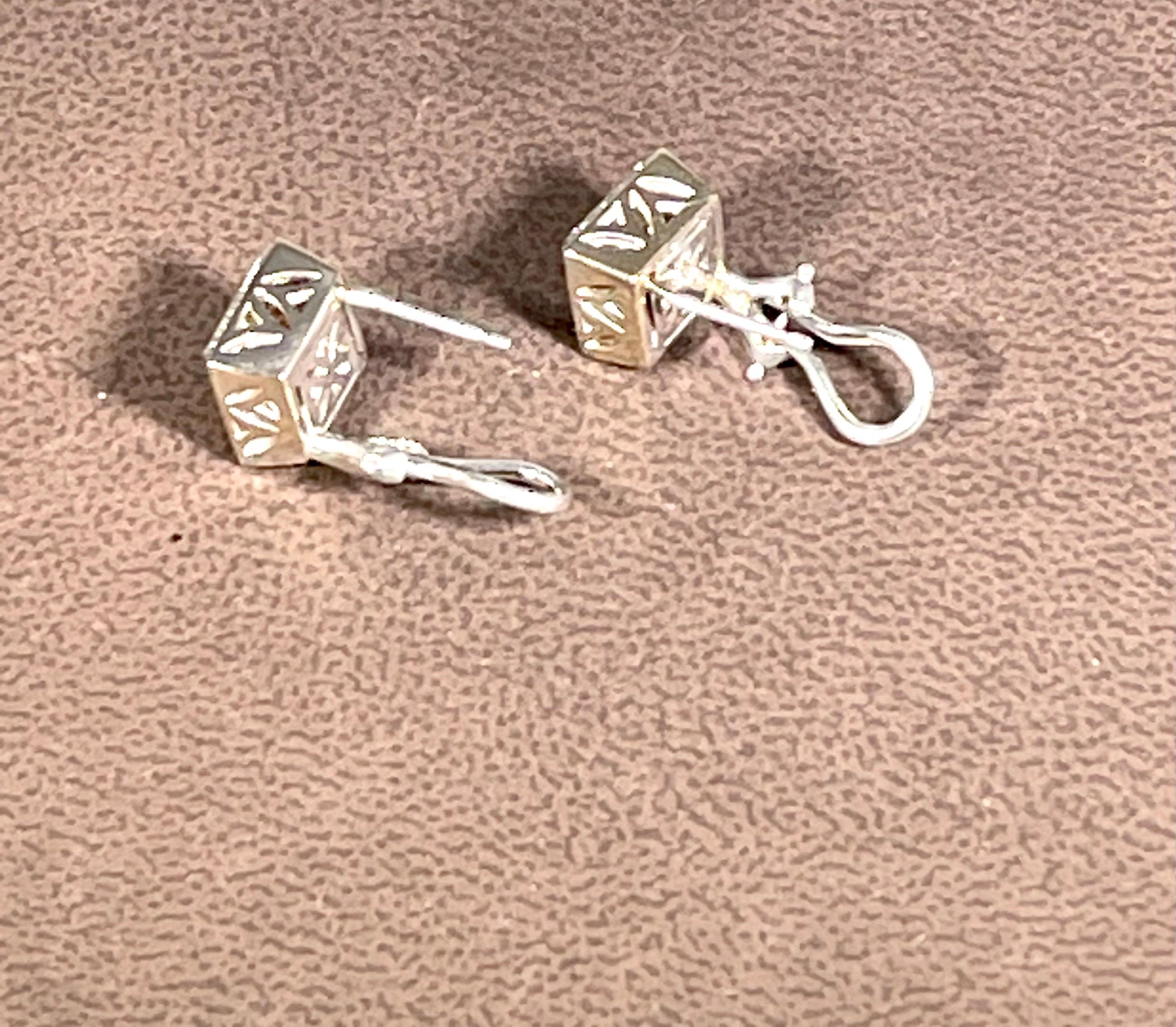 Invisible Mystery Set Pink Sapphire & Diamond Stud Earring 14 Karat White Gold 3