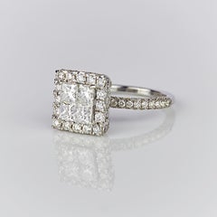 Invisible Princess Cut 2.59 Carat Diamond Studded Ring 18K Gold Weighing 5.17gms