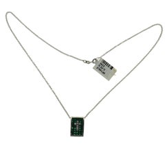 Invisible Set 0.73 CT Diamonds 2.66 CT Colombian Emerald 14K Gold Cross Necklace