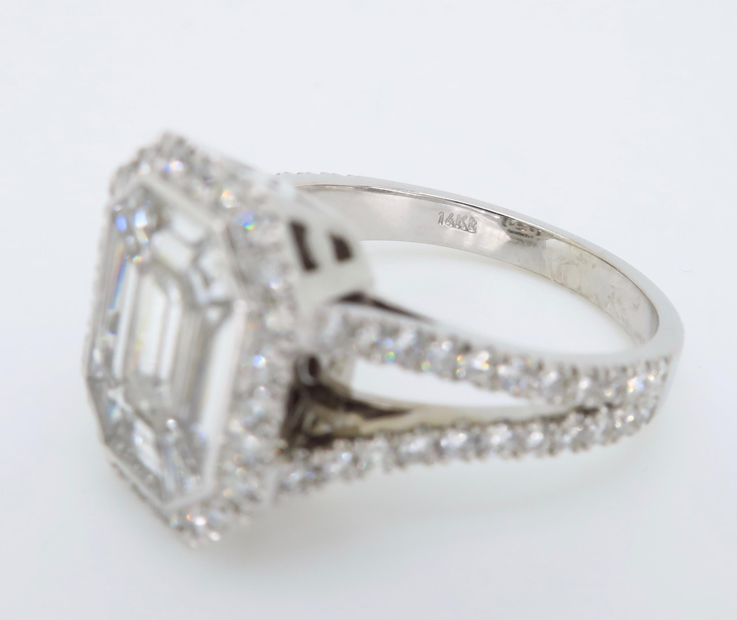 Invisible Set 2.00 Carat Emerald Cut Diamond Engagement Ring 4