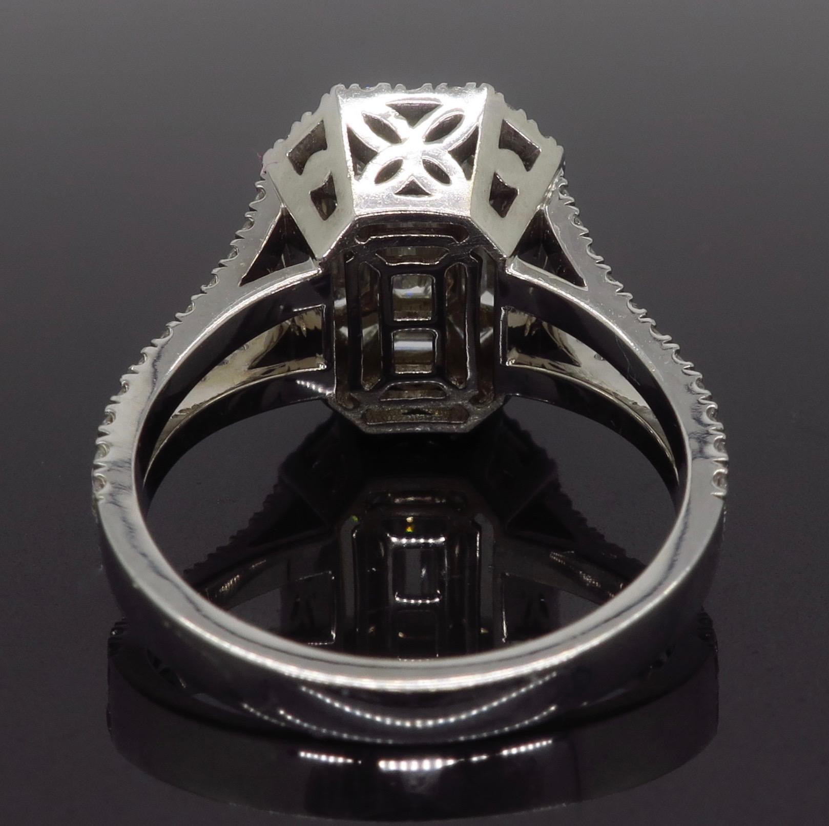 Invisible Set 2.00 Carat Emerald Cut Diamond Engagement Ring 1