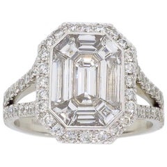 Invisible Set 2.00 Carat Emerald Cut Diamond Engagement Ring
