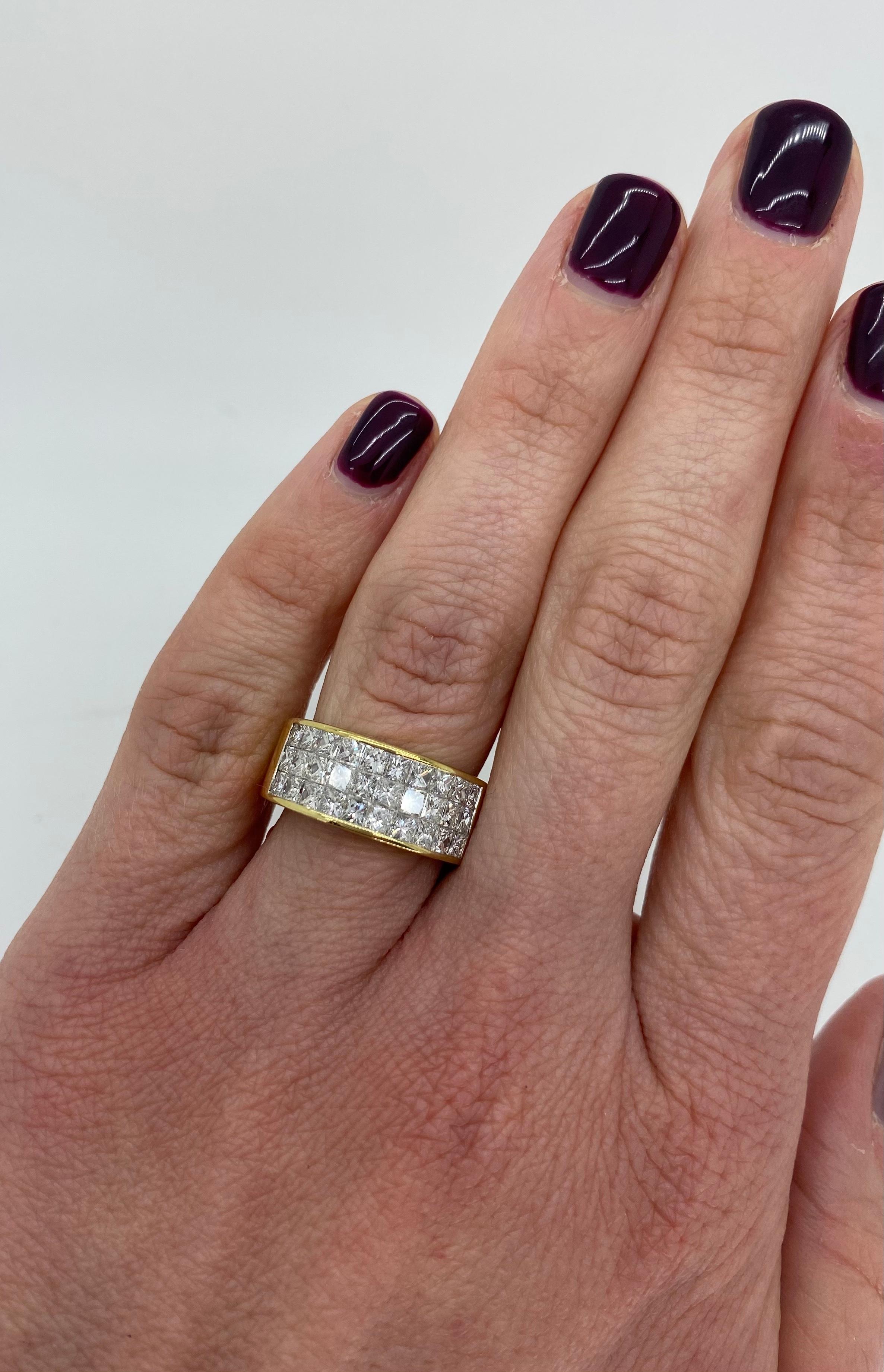 Taglio princess Fascia con diamanti taglio principessa da 3,05 carati in oro giallo 18 carati con incastonatura invisibile